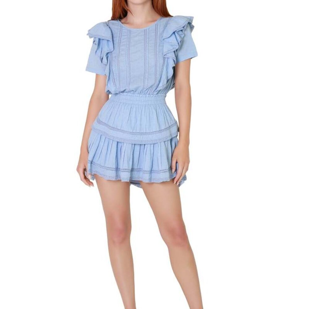 Loveshackfancy Natasha Heritage Mini Dress light blue size P